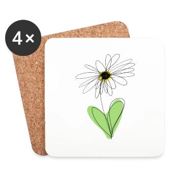 Daisies - a line - Coasters (set of 4) - white - Front