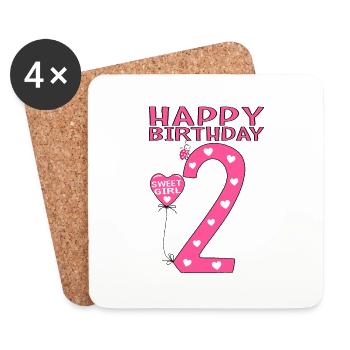 2. Happy Birthday Girl Maikäfer - Untersetzer (4er-Set) - Weiß - Vorne
