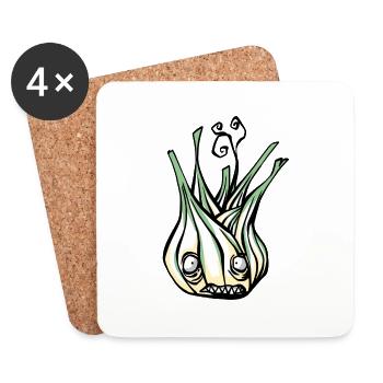 Légume fenouil - Dessous de verre (lot de 4) - blanc - Devant
