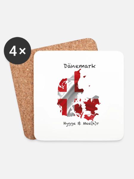 Dänemark Hygge & Mee(h)r Flagge Stoff - Untersetzer (4er-Set) - Weiß