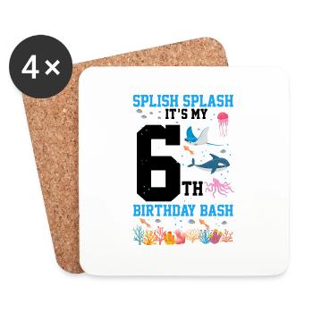 Marine Biology Birthday Party Birthday 6 - Coasters (set of 4) - white - Front