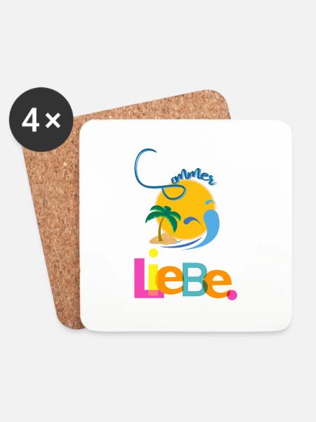 Sommer Liebe - Untersetzer (4er-Set) - Weiß