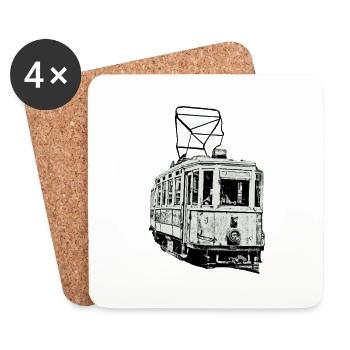Tram Strassenbahn Train - Untersetzer (4er-Set) - Weiß - Vorne