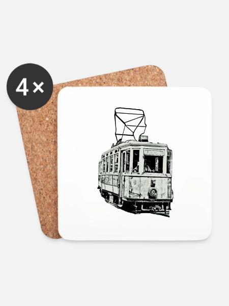 Tram Strassenbahn Train - Untersetzer (4er-Set) - Weiß