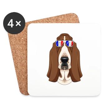 Basset Hound France Sunglasses I French Flag - Coasters (set of 4) - white - Front