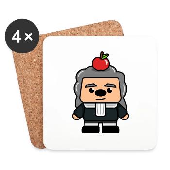 Isaac Newton with apple on his head - Coasters (set of 4) - white - Front