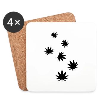 Hanf Blatt Icon - Untersetzer (4er-Set) - Weiß - Vorne