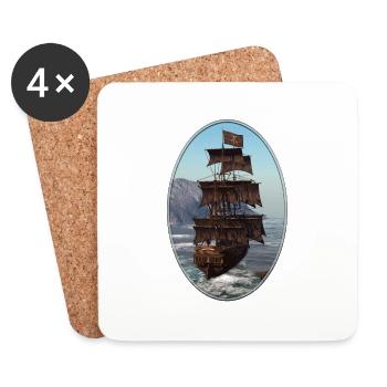 Pirate Ship - Coasters (set of 4) - white - Front
