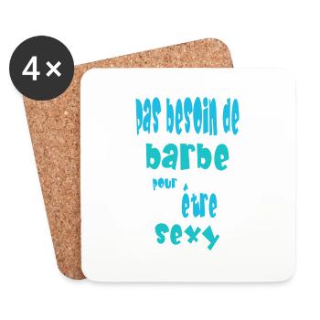 Pas besoin de barbe pour être sexy - Dessous de verre (lot de 4) - blanc - Devant