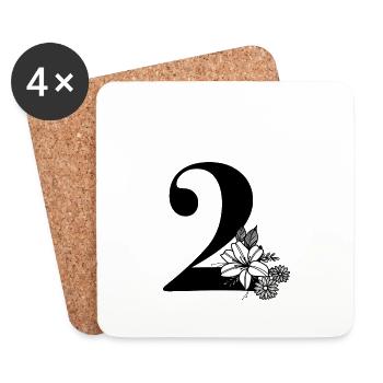 Number 2 - Coasters (set of 4) - white - Front