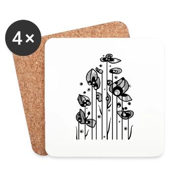 Fleur - Dessous de verre (lot de 4) - blanc - Devant