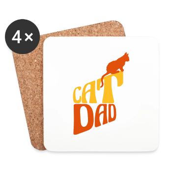 Conception du logo Cat Dad - Dessous de verre (lot de 4) - blanc - Devant