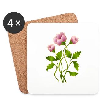 Fleur - Dessous de verre (lot de 4) - blanc - Devant