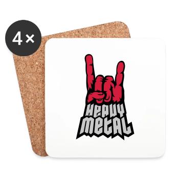 Heavy Metal Logo Handzeichen - Untersetzer (4er-Set) - Weiß - Vorne