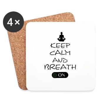 Yoga Namaste Keep Calm and Breath On - Untersetzer (4er-Set) - Weiß - Vorne
