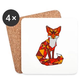 Mosaikfuchs im Flammenstil - Untersetzer (4er-Set) - Weiß - Vorne