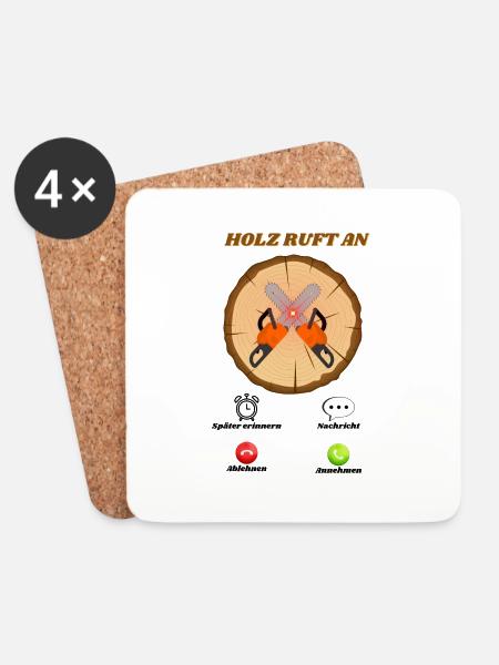 Holz ruft an - Untersetzer (4er-Set) - Weiß