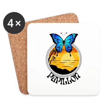 Summer blue butterfly - Coasters (set of 4) - white - Front