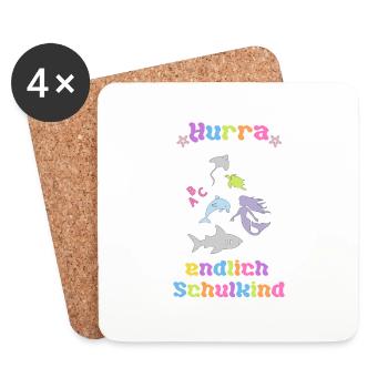 süßes Design für den 1. Schultag - Untersetzer (4er-Set) - Weiß - Vorne