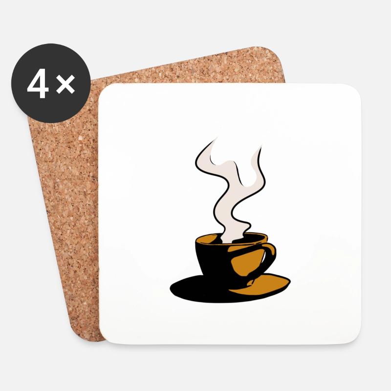 Kaffeetasse orange - Untersetzer (4er-Set) - Weiß