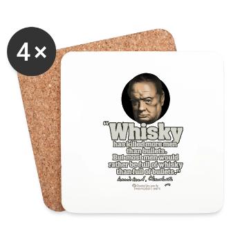 Citation de Whisky par Winston Churchill - Dessous de verre (lot de 4) - blanc - Devant