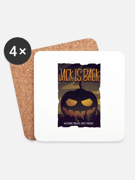 Fröhliches Halloween - Untersetzer (4er-Set) - Weiß