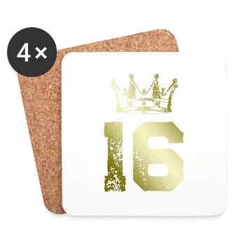 16 Zahl Krone - Untersetzer (4er-Set) - Weiß - Vorne