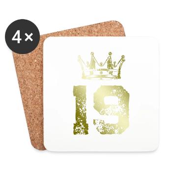 19 Number crown - Coasters (set of 4) - white - Front