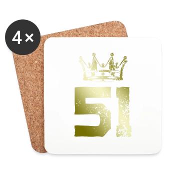 51 Zahl Krone - Untersetzer (4er-Set) - Weiß - Vorne
