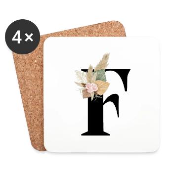Buchstabe F Blumen - Untersetzer (4er-Set) - Weiß - Vorne