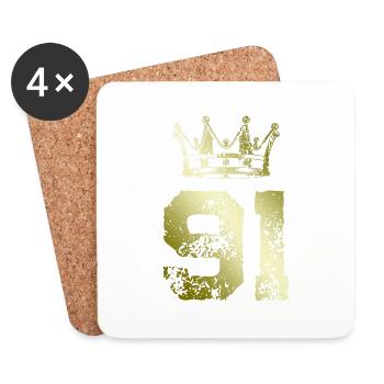 91 Number crown - Coasters (set of 4) - white - Front