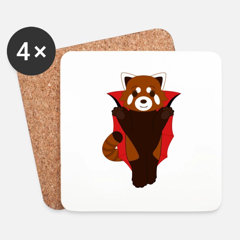 Red panda disguised as a vampire for Halloween - Coasters (set of 4) - white