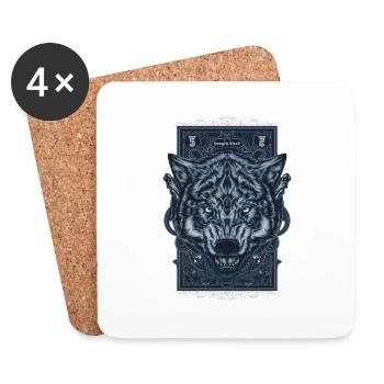 Wolf with an aggressive look gift - Coasters (set of 4) - white - Front