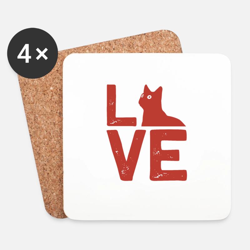 Katze Liebe Love Tier Geschenk Cats Tshirt - Untersetzer (4er-Set) - Weiß