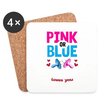 Grand-mère rose ou bleu vous aime Genre Révéler La fête - Dessous de verre (lot de 4) - blanc - Devant