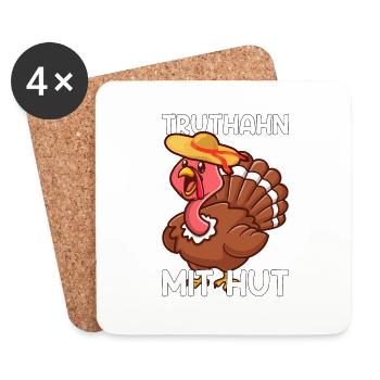 Truthahn Thanksgiving Erntedankfest Geschenk - Untersetzer (4er-Set) - Weiß - Vorne
