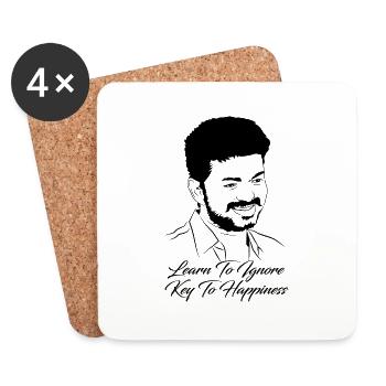 Apprenez à ignorer la clé du bonheur Vijay - Dessous de verre (lot de 4) - blanc - Devant