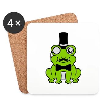 Sir Frog Gentlemen Cylindre - Dessous de verre (lot de 4) - blanc - Devant
