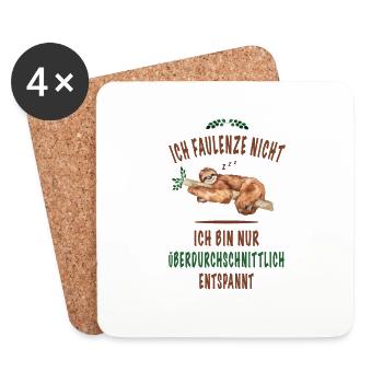 Ich faulenze nicht Faultier Lustige Sprüche - Untersetzer (4er-Set) - Weiß - Vorne