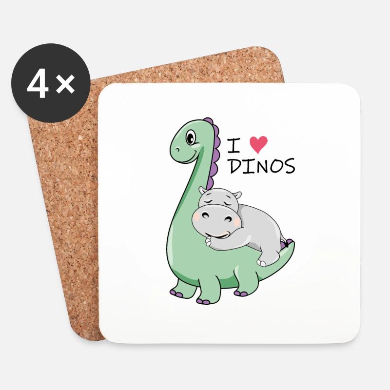 Ich liebe Dinos - Untersetzer (4er-Set) - Weiß