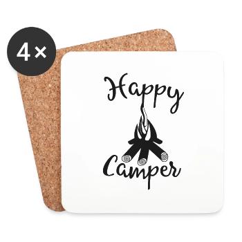 Happy Camper - Dessous de verre (lot de 4) - blanc - Devant