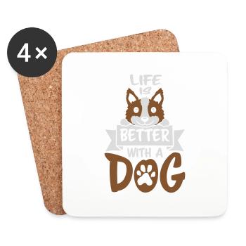 better with a dog - Untersetzer (4er-Set) - Weiß - Vorne