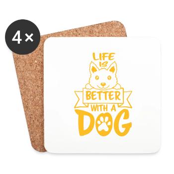better with a dog - Untersetzer (4er-Set) - Weiß - Vorne