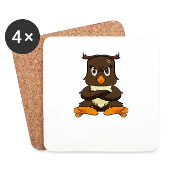 Nope Drôle de hibou paresseux - Dessous de verre (lot de 4) - blanc - Devant