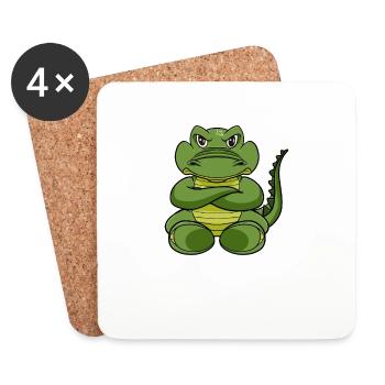 Nope Alligator Funny Lazy Crocodile - Untersetzer (4er-Set) - Weiß - Vorne