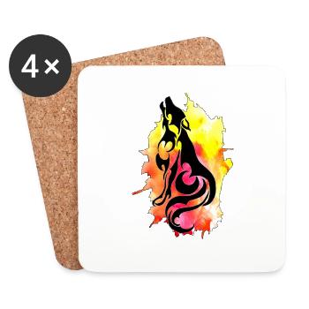 Watercolor Wolf - Coasters (set of 4) - white - Front