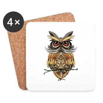 Oiseau - Dessous de verre (lot de 4) - blanc - Devant
