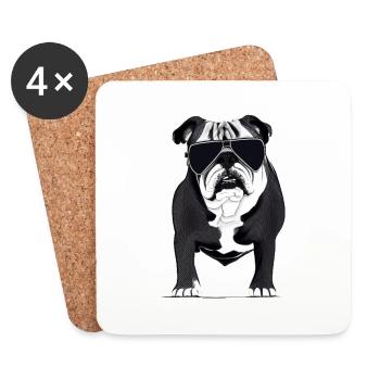 Chiens bouledogues avec lunettes de soleil motif cool - Dessous de verre (lot de 4) - blanc - Devant