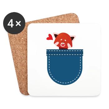 Zoo Animal Lovers Cadeau Sac de poitrine Panda Rouge - Dessous de verre (lot de 4) - blanc - Devant