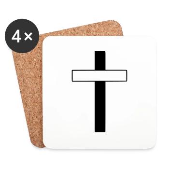 Kreuz Emoji Skizze Zeichnung schwarz - Untersetzer (4er-Set) - Weiß - Vorne